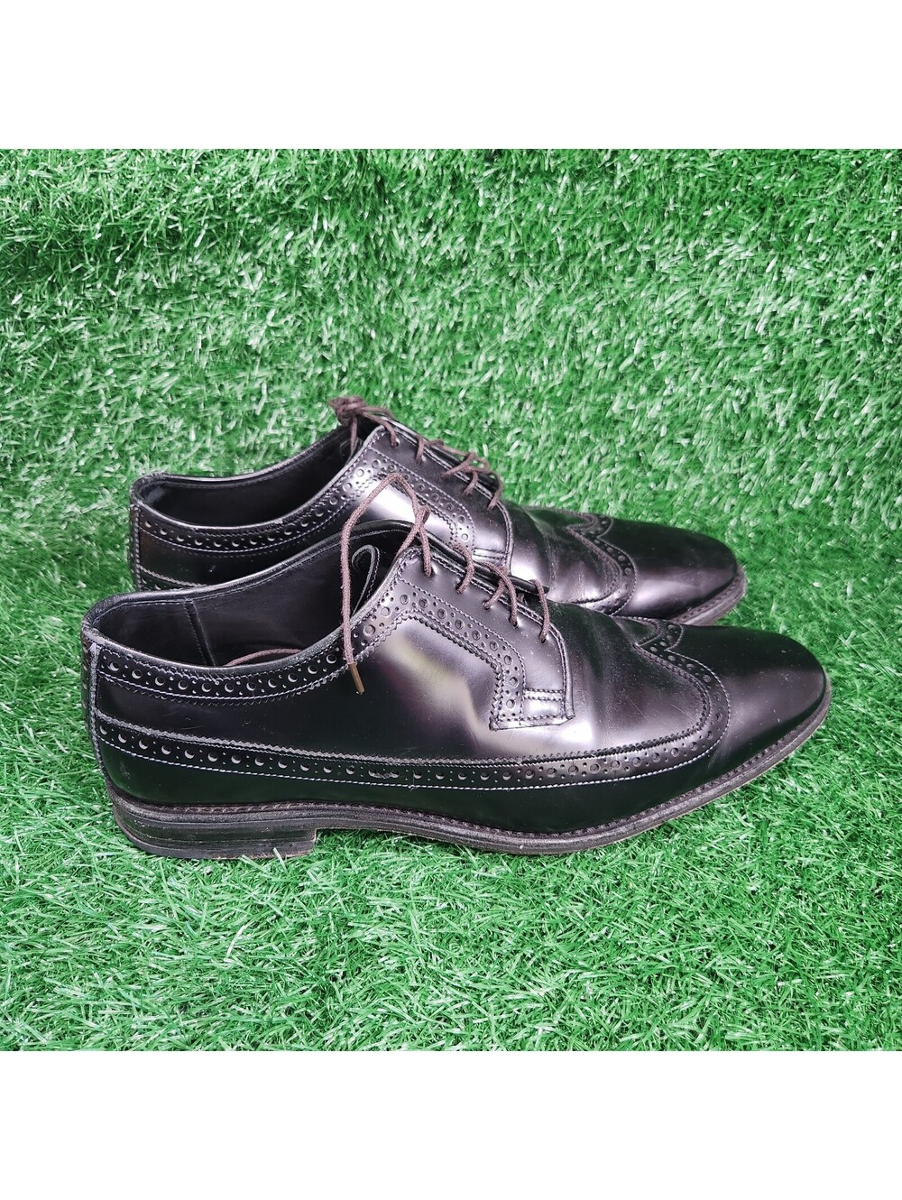 Vintage Allen Edmonds MacNeil 8824 Black Leather Longwing Wingtip Shoes Mens 10D